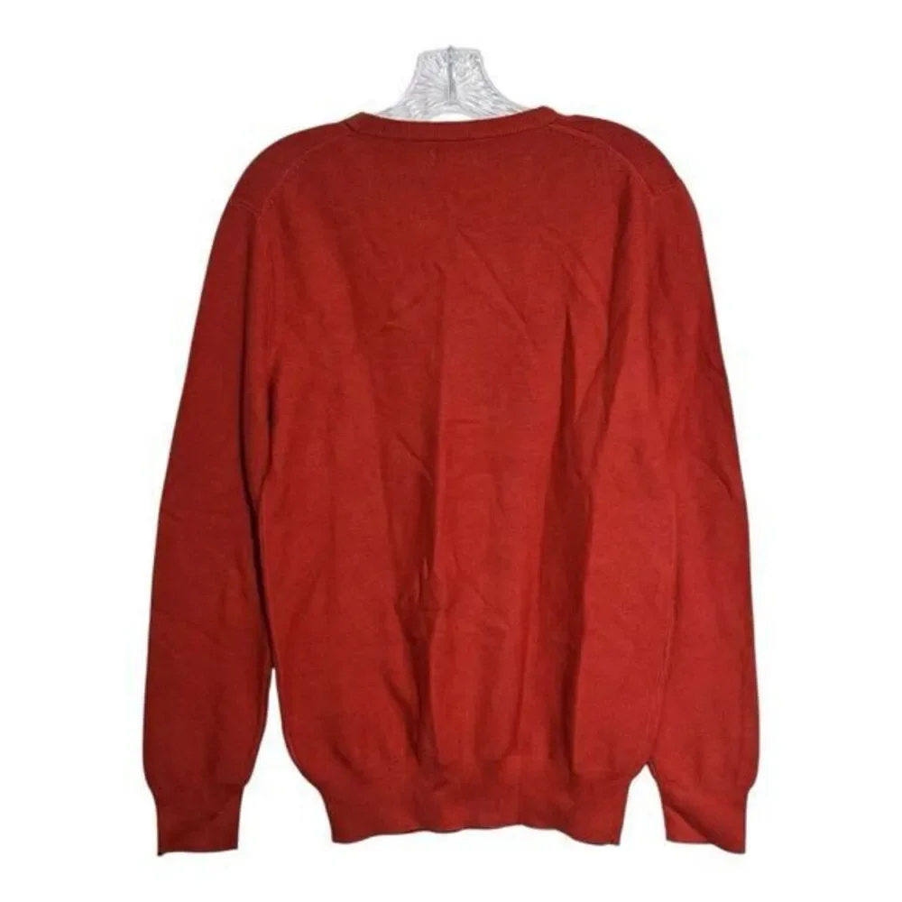 J. Crew Mens Size XS Crewneck Sweater Garter Stitch 100% Cotton Red/Burnt Orange